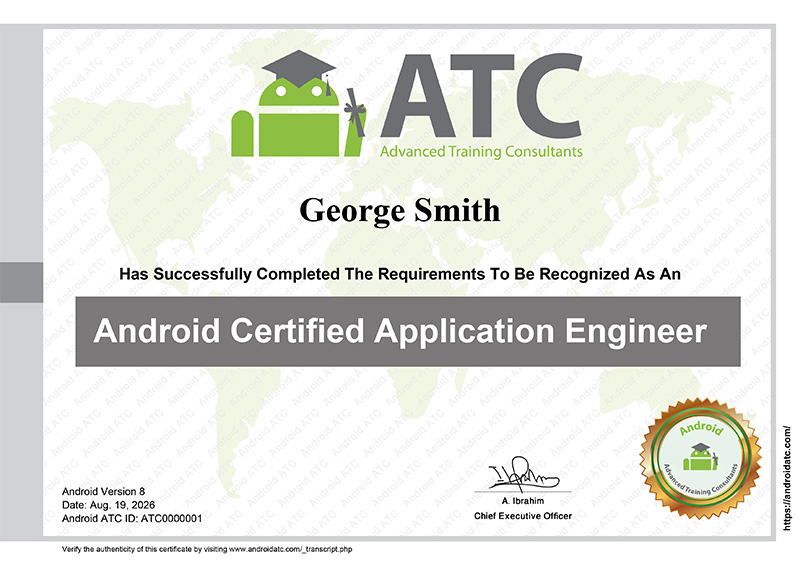 Android certified application engineer certificate